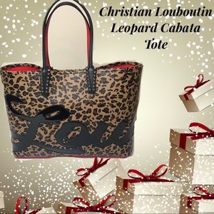 Cabata Calf Empire Logo Leopard Print Tote